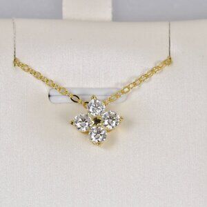 GRA Certified Elegant Moissanite Pendant 18" 925 Sterling YG